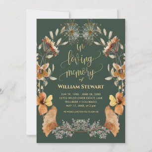 Invitation Fête funéraire moderne de la vie Boho Dark Green