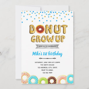 Invitation Fête garçon n'arrête pas de grandir donut 