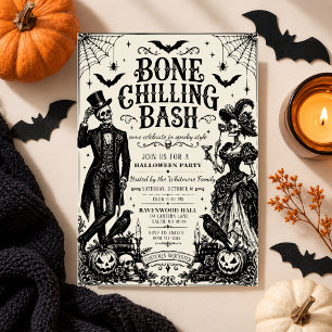 Invitation Fête glaçante de style victorien gothique Hallowee