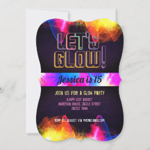 Invitation FÊTE GLOW - 15e anniversaire Quinceanera NEON Lumi