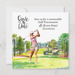 Invitation Fête Golf "Save the Date" pour golfeuse