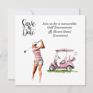 Invitation Fête Golf "Save the Date" pour golfeuse