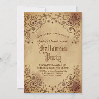 Invitation Fête Halloween créative gothique victorienne vinta