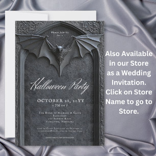 Invitation Fête Halloween de la Tombe de Chauve-souris Gothiq