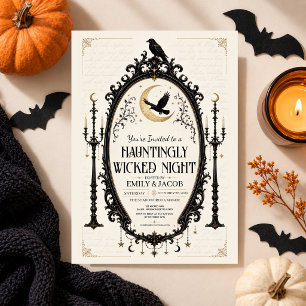 Invitation Fête Halloween élégante gothique corbeau vintage