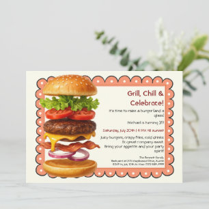 Invitation Fête Hamburger Célébration Amusante de Burger