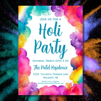 Invitation Fête Hindu Holi colorée