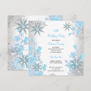 Invitation Fête Hiver Rose Bleu Turquoise Pays des Merveilles