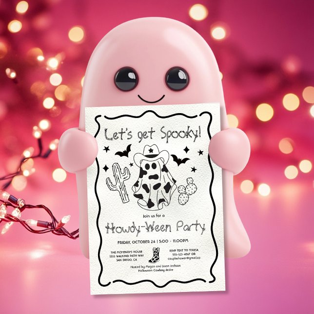Invitation Fête Howdy-ween Cowgirl tirée à la main (Créateur téléchargé)