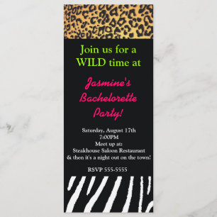 Invitation Fête Imprimé Animal Mixte Guépard Zèbre Léopard