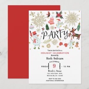 Invitation Fête Joyeuse Fantaisiste Noël Vacances