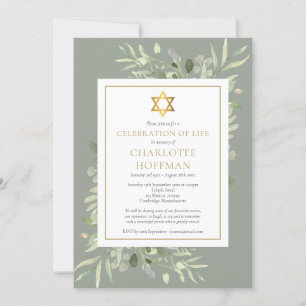 Invitation Fête juive de la vie Funéraire Verdure