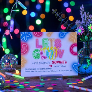Invitation Fête laser d'anniversaire de néon fou