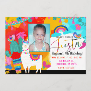 Invitation Fête Llama Cinco De Mayo Photo d'anniversaire