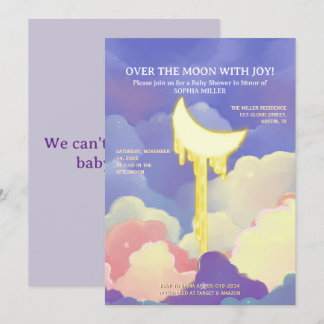 Invitation Fête lunaire Céleste Rêveuse pour une Baby Shower