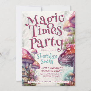 Invitation Fête Magique Times Champignons Fantastiques et Biz