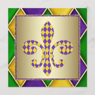 Invitation Fête Mardi Gras Fleur De Lis