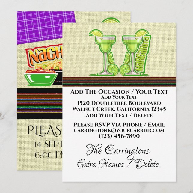 Invitation Fête Margarita - Voir au verso - (Devant / Derrière)