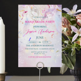 Invitation Fête Mascarade Confetti colorée Anniversaire