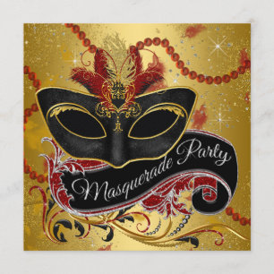 Invitation Fête masquée Fancy Black Gold
