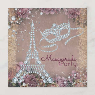 Invitation Fête masquée vintage Paris