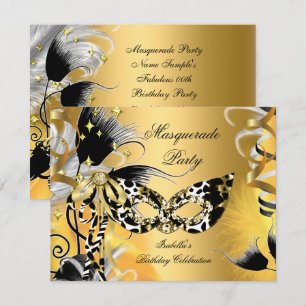 Invitation Fête Masquerade Anniversaire Masque Wild Mask Blac