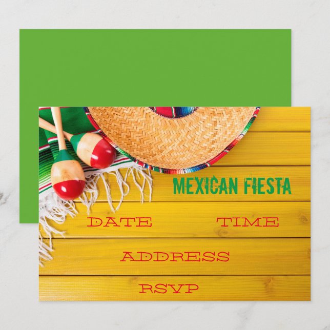 Invitation Fête mexicaine à thème Fiesta (Devant / Derrière)