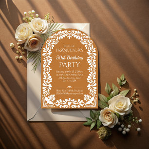 Invitation fête mexicaine anniversaire terracotta talavera 