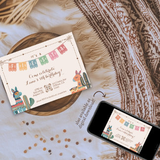 Invitation Fête mexicaine Cactus colorés Folk Anniversaire