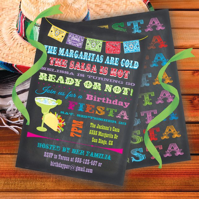 Invitation Fête mexicaine Chalkboard Anniversaire (Créateur téléchargé)