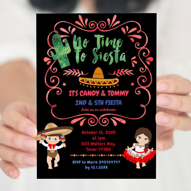 Invitation Fête mexicaine de cactus frère jumelé (Créateur téléchargé)