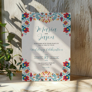Invitation Fête mexicaine Élégant Mariage floral coloré
