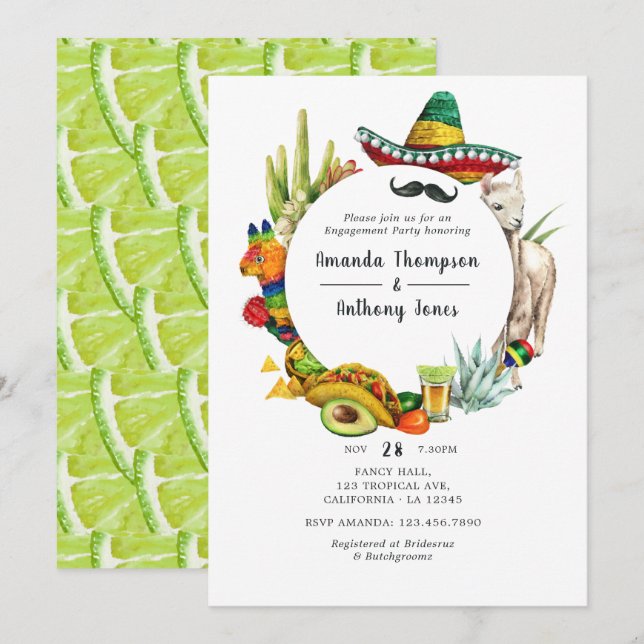 Invitation Fête mexicaine Fiesta Fiesta (Devant / Derrière)