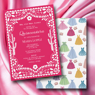 Invitation Fête Mexicaine Rose Quinceañera 15ème Princesse