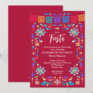 Invitation Fête mexicaine Sweet sixteen d'anniversaire