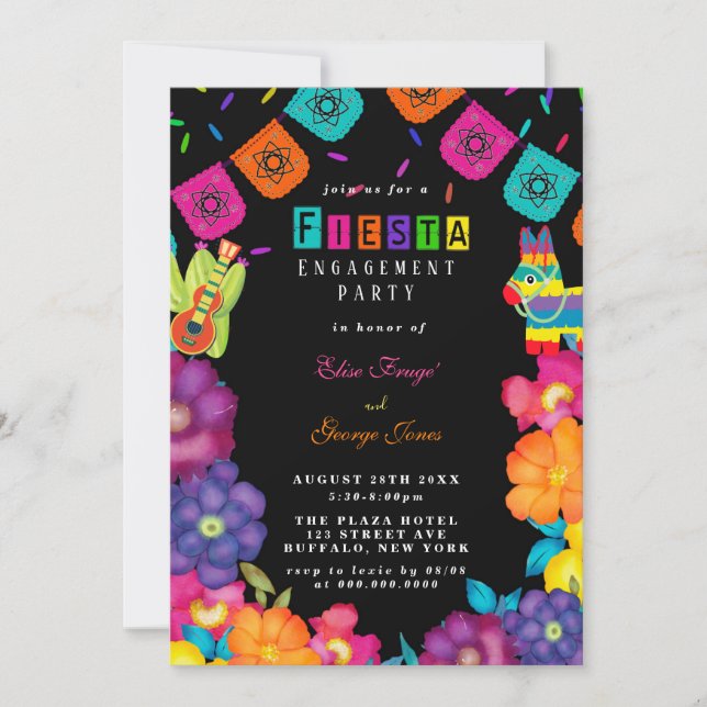Invitation Fête mexicaine Vivid Florals (Devant)