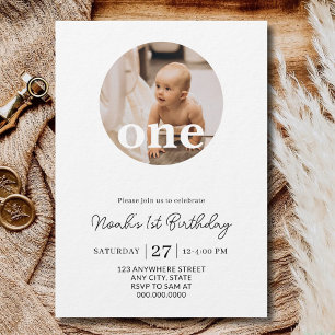 Invitation Fête minimale de 1er anniversaire garçon fille Pre