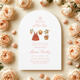 Invitation Fête minimale de bébé Moderne Pomme de Nos Yeux