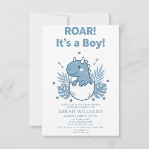 Invitation fête minimale Garçon Baby Shower dinosaure Rugisse