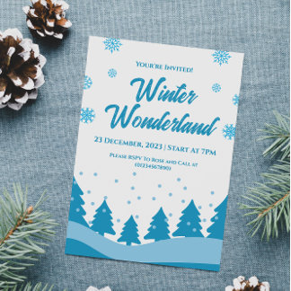Invitation Fête Minimaliste en Pays des Merveilles d'Hiver