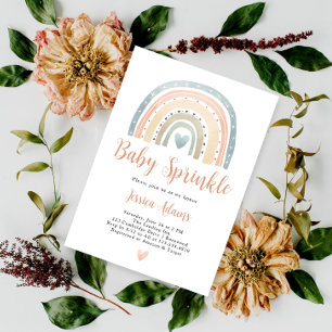 Invitation Fête Moderne Boho Bébé Arc-en-Ciel