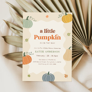 Invitation Fête Moderne de Bébé Citrouille Automne