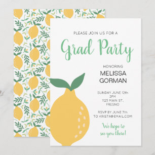 Invitation Fête moderne de citron jaune
