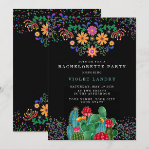 Invitation Fête moderne de Fiesta et Cactus Bachelorette