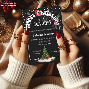Invitation Fête moderne de Noël en graffiti noir 