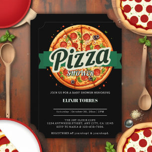 Invitation Fête Moderne de Pizza pour Baby Shower
