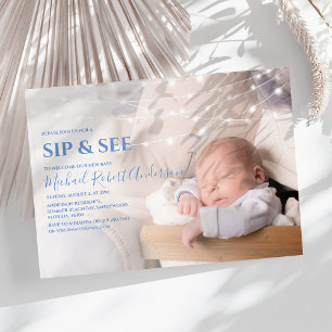 Invitation Fête Moderne de Sip And See avec Photo