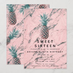 Invitation Fête moderne pour 16 ans avec tourbillon de marbre