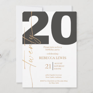 Invitation Fête moderne pour les 20 ans