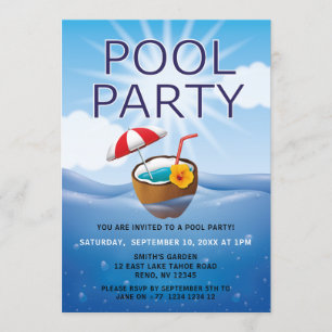 Invitation Fête Moderne Simple au Piscine